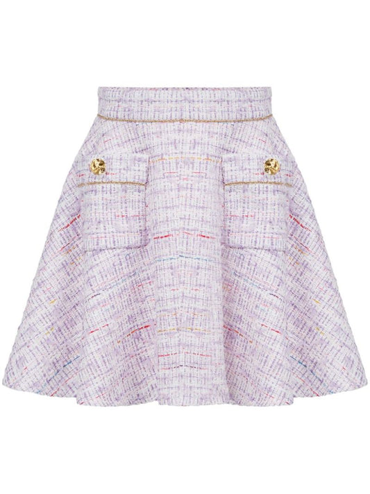 Purple A-line Tweed Mini Skirt