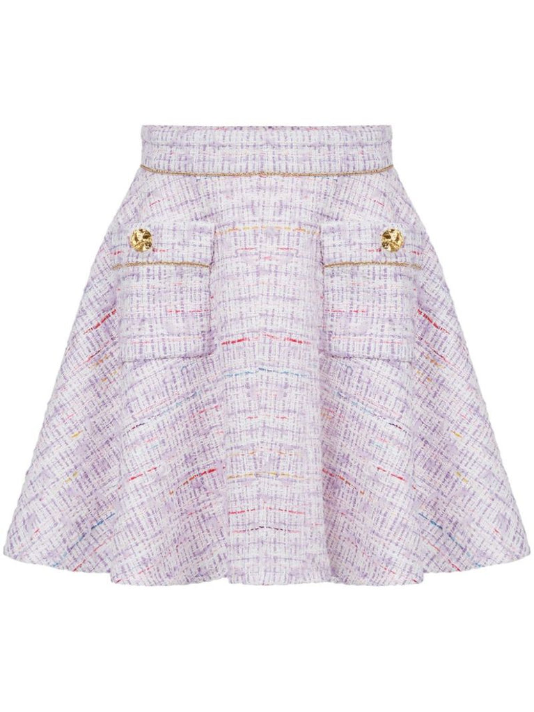 Purple A-line Tweed Mini Skirt