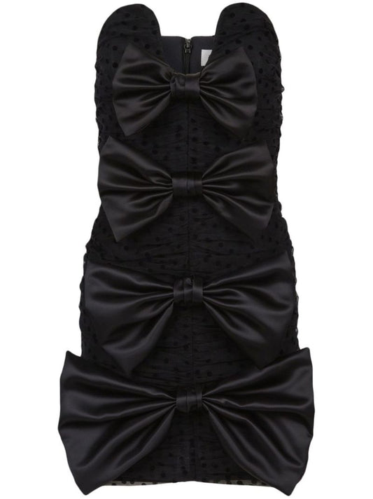 Black Bow-appliquÃ© Bustier Mini Dress