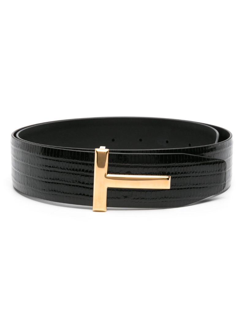 Black T Icon Leather Belt