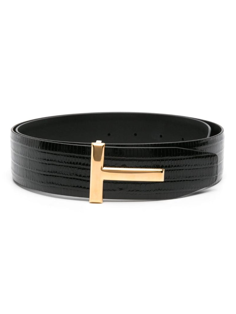 Black T Icon Leather Belt