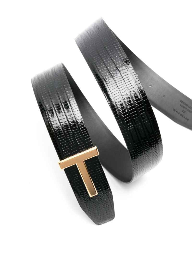 Black T Icon Leather Belt