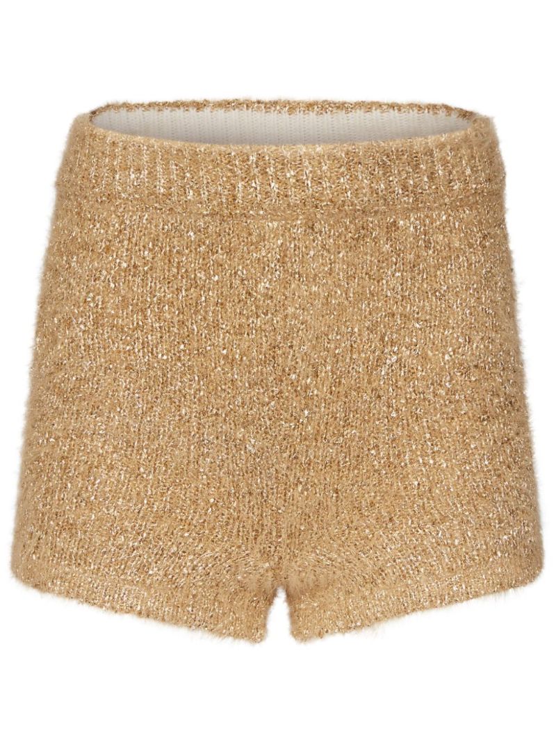 Neutral Metallic Knitted Shorts
