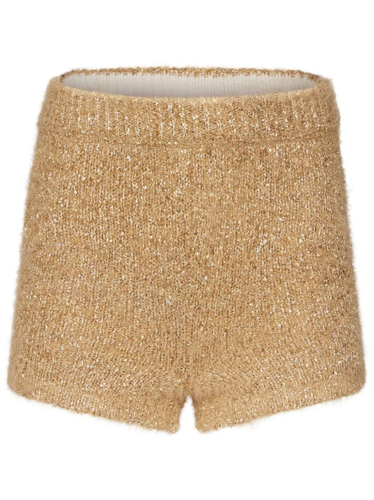 Neutral Metallic Knitted Shorts