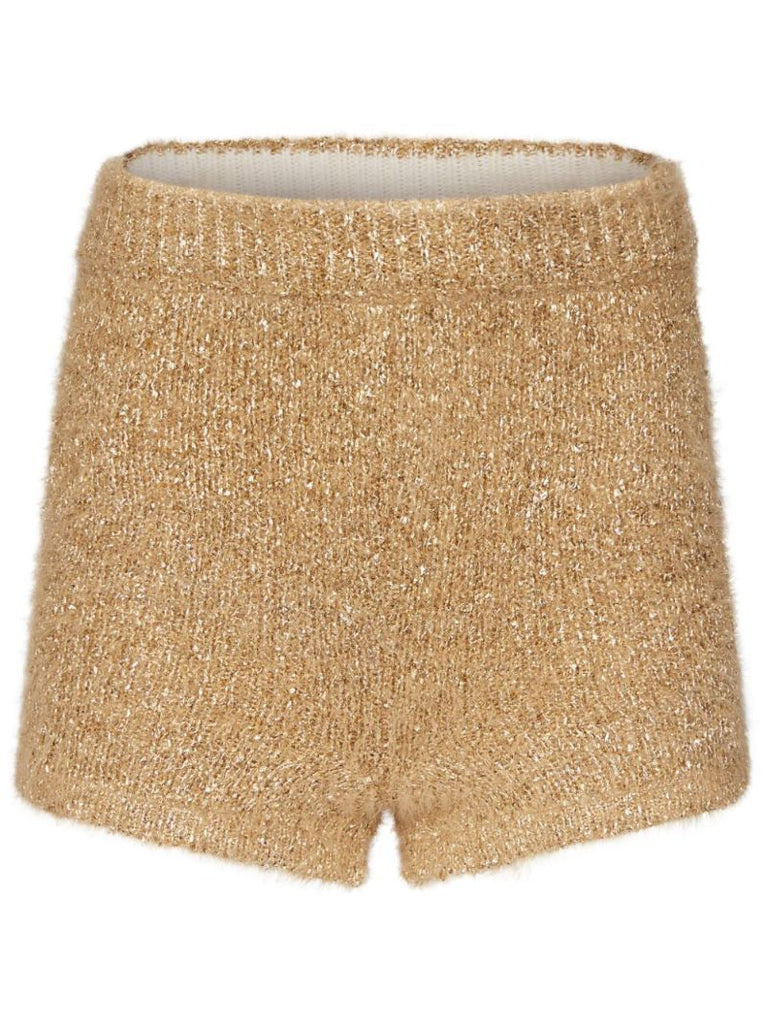 Neutral Metallic Knitted Shorts