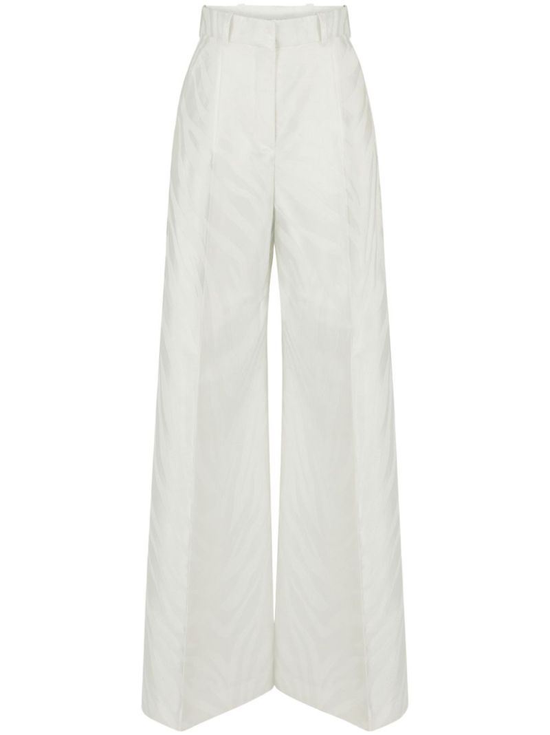 White Zebra-jacquard Palazzo Pants