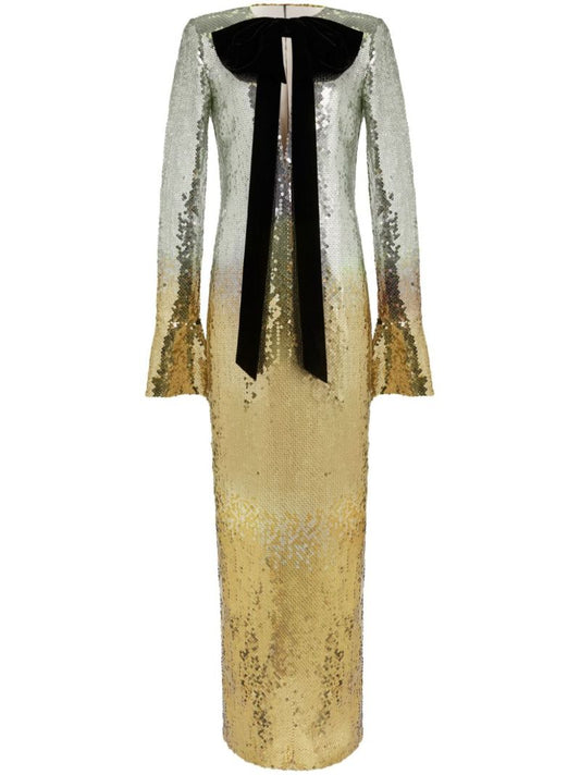 Silver Sequinned Gradient Maxi Dress