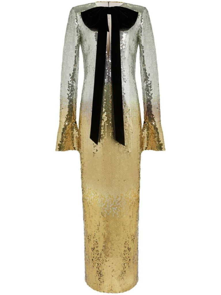 Silver Sequinned Gradient Maxi Dress
