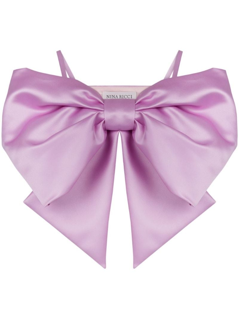 Pink Bow Satin Crop Top