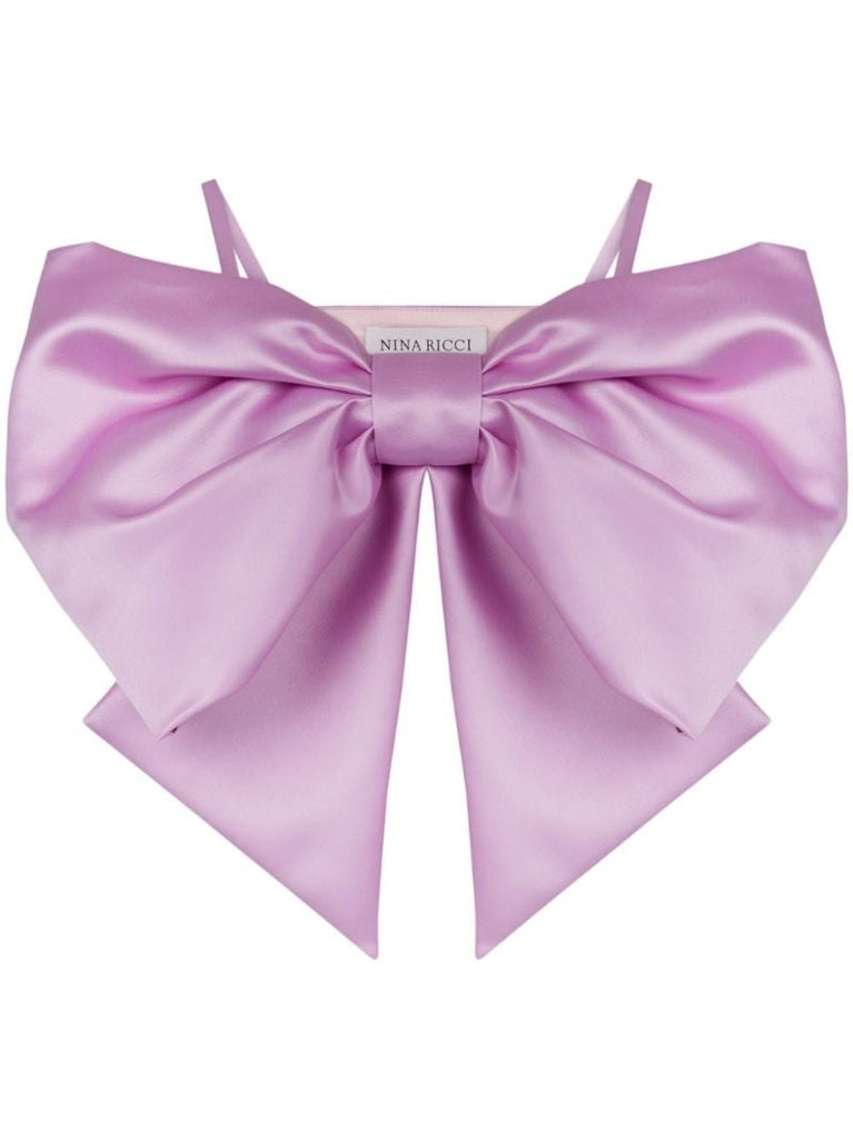 Pink Bow Satin Crop Top