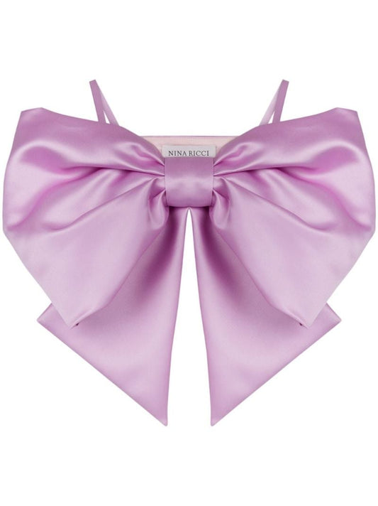 Pink Bow Satin Crop Top