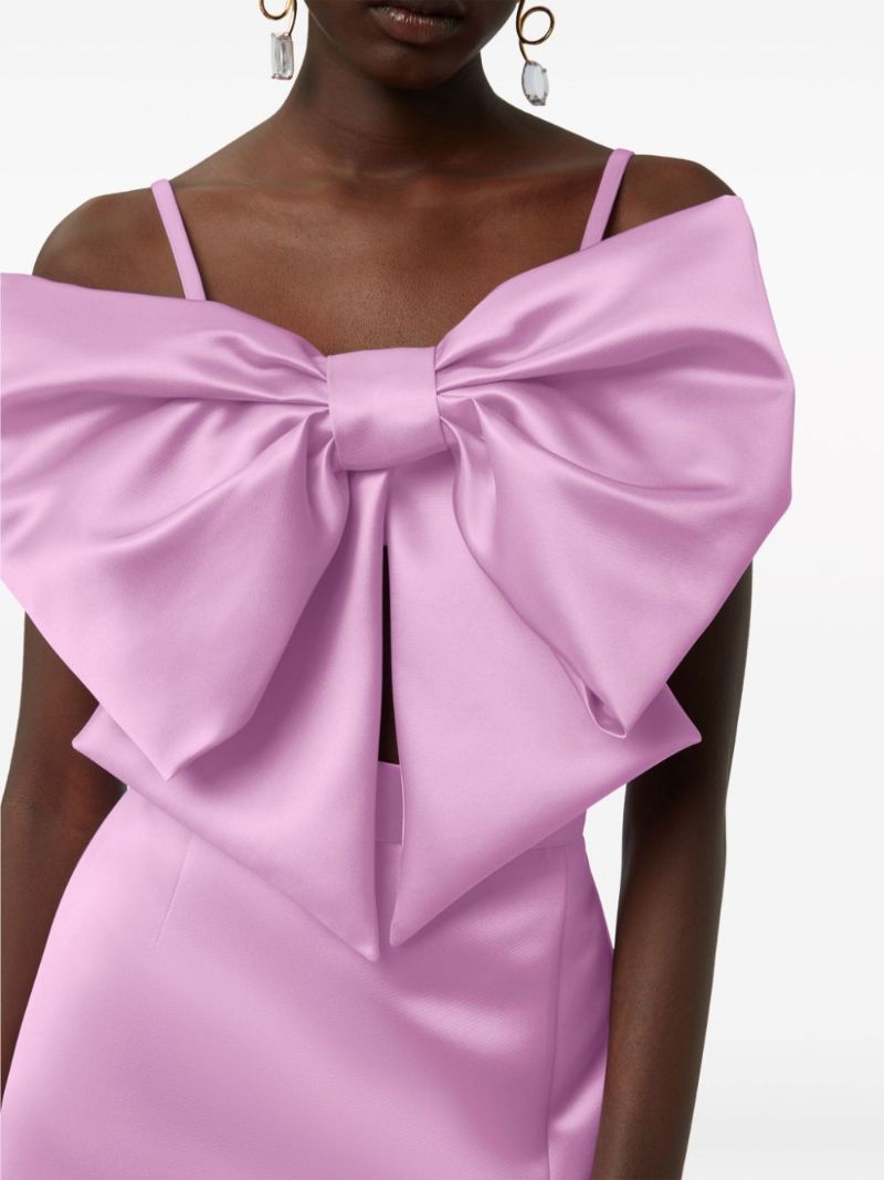 Pink Bow Satin Crop Top