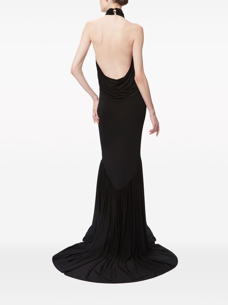 Black Draped Halterneck Top
