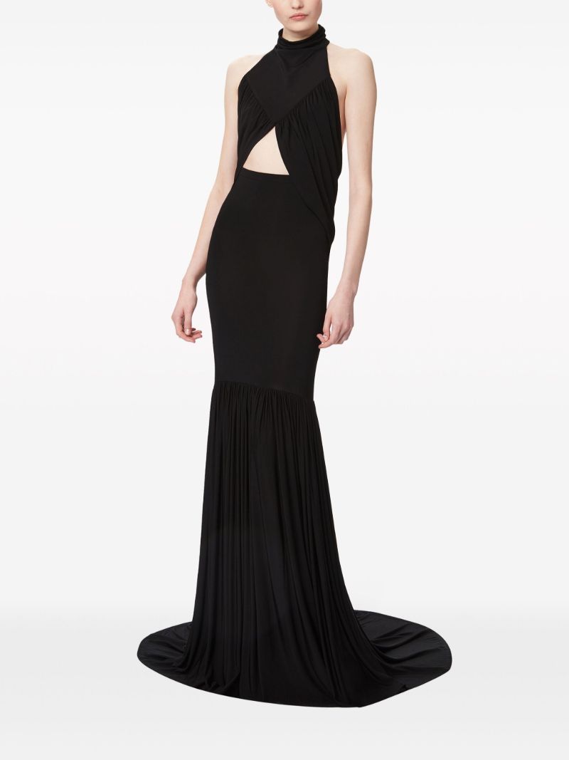 Black Draped Halterneck Top