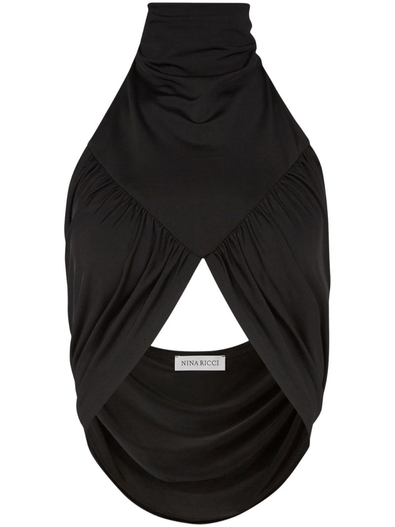 Black Draped Halterneck Top