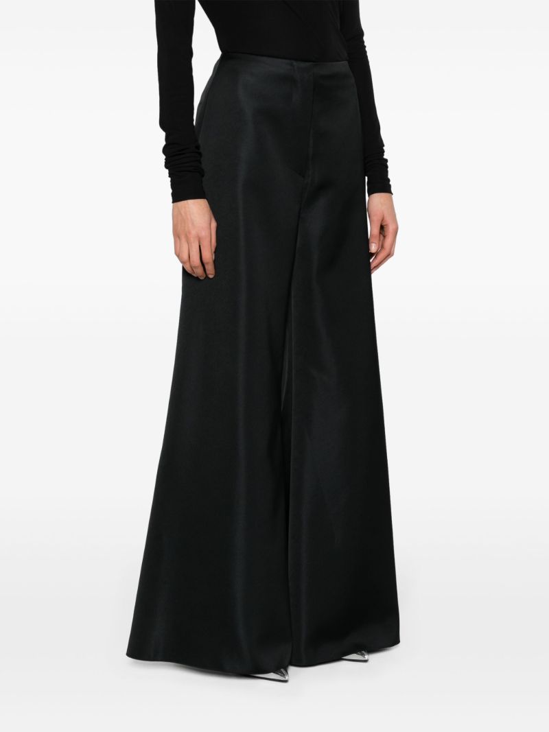 Black Charis Flared Satin Trousers