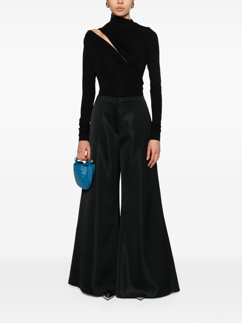 Black Charis Flared Satin Trousers