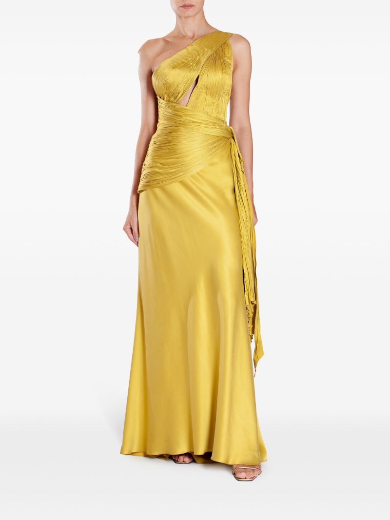 Yellow Bliss One-shoulder Silk Gown