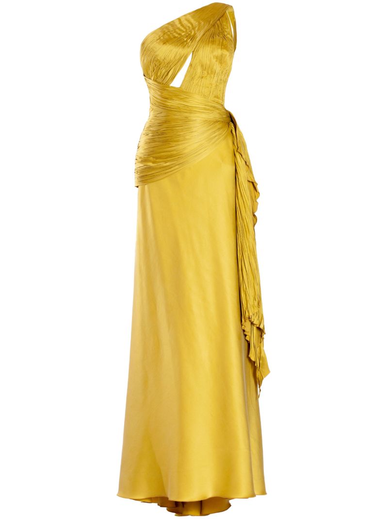 Yellow Bliss One-shoulder Silk Gown