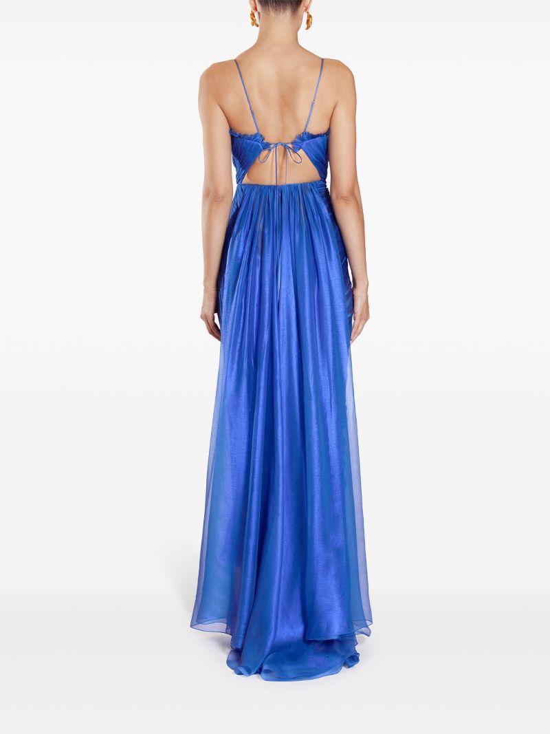 Blue Lively Pleated Silk Gown