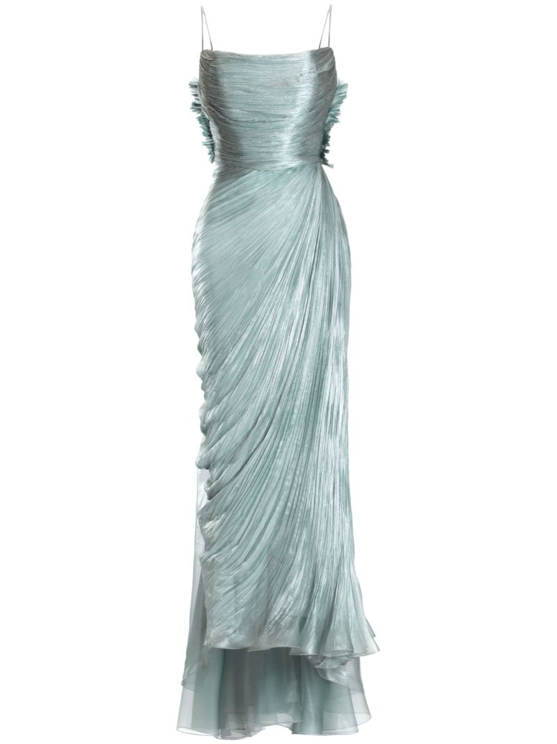 Blue Manon Pleated Silk Gown