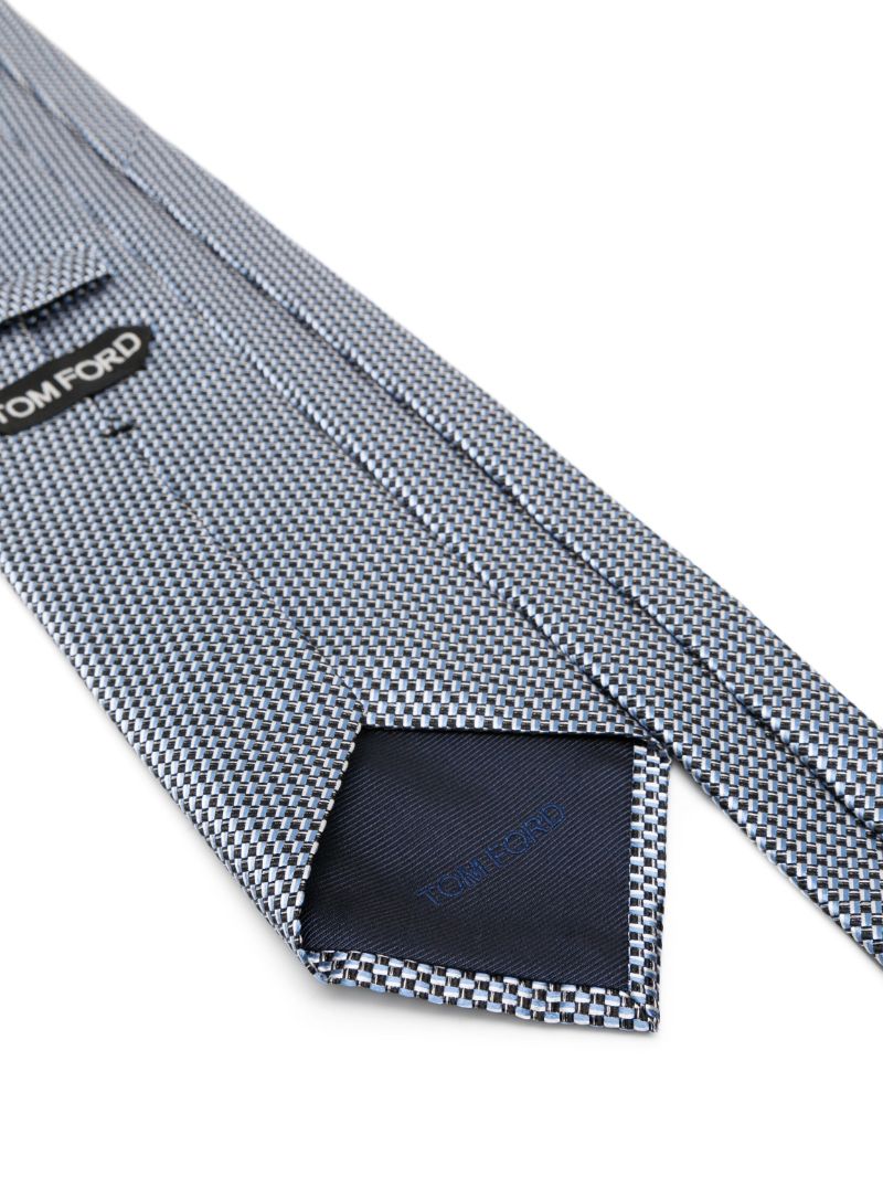 Blue Silk Geometric-print Tie