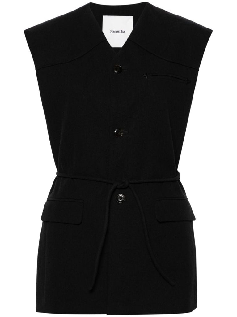 Black Astrid Belted Vest