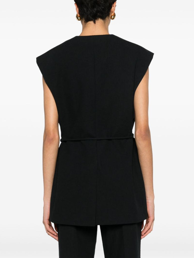 Black Astrid Belted Vest