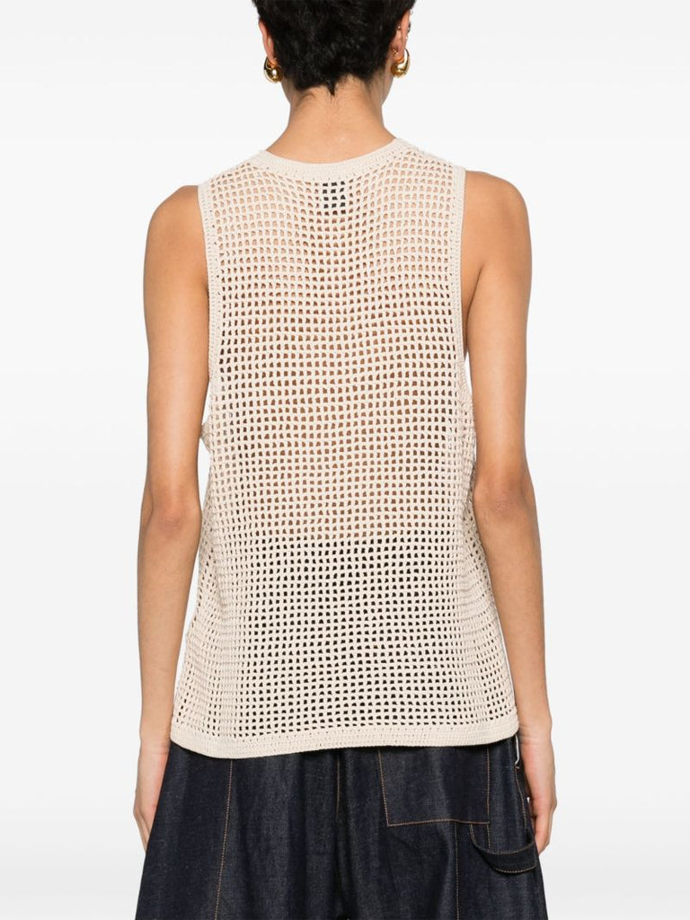 Neutral Myrtille Crochet Tank Top