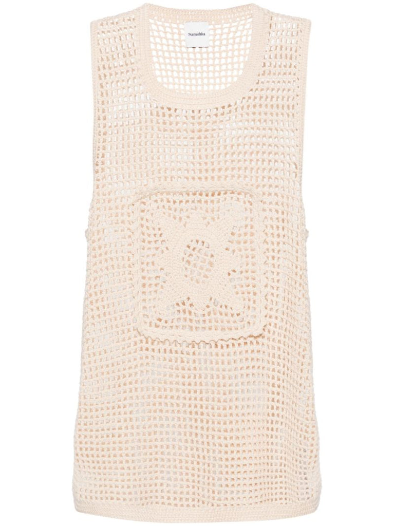 Neutral Myrtille Crochet Tank Top