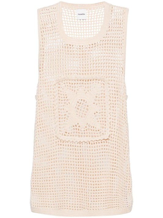 Neutral Myrtille Crochet Tank Top