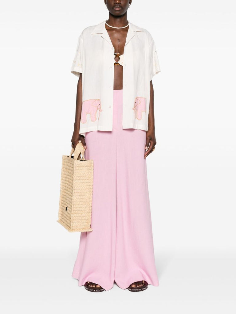 Pink Charis Fluted-leg Trousers
