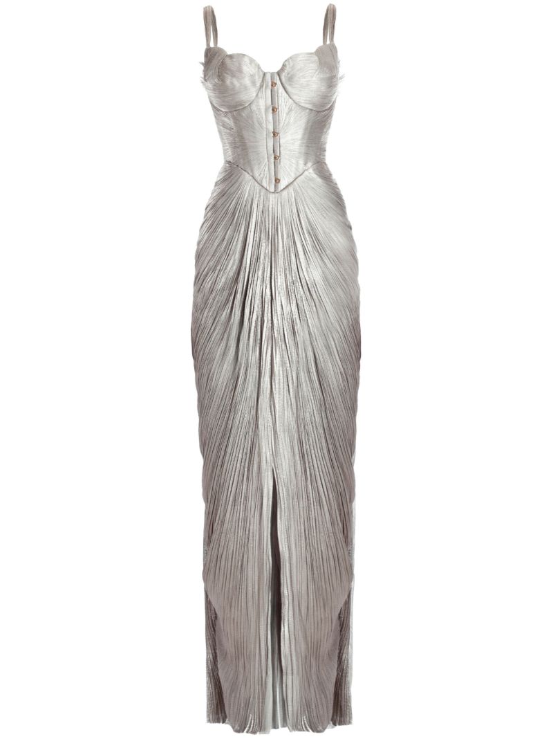 Silver-tone Noemie Silk Gown