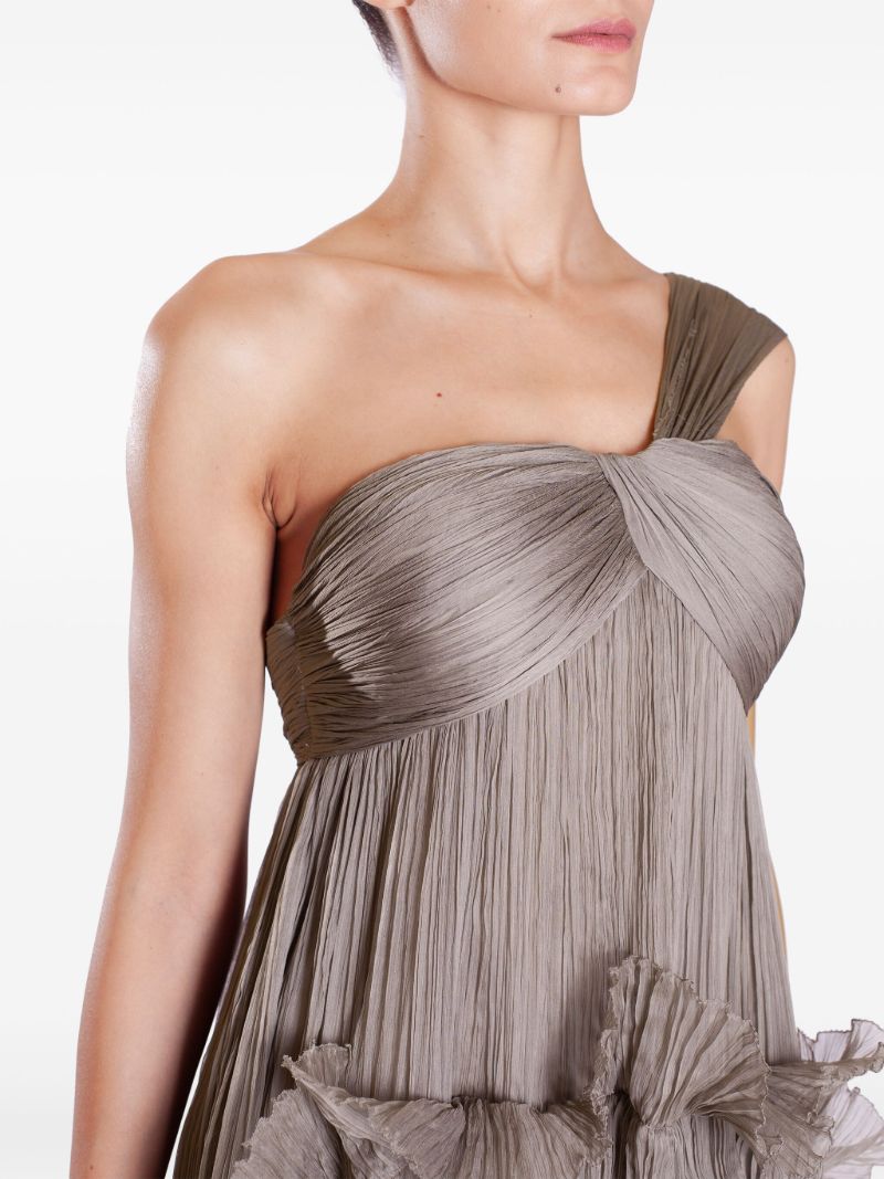 Green Celestia Ruffled Silk Gown