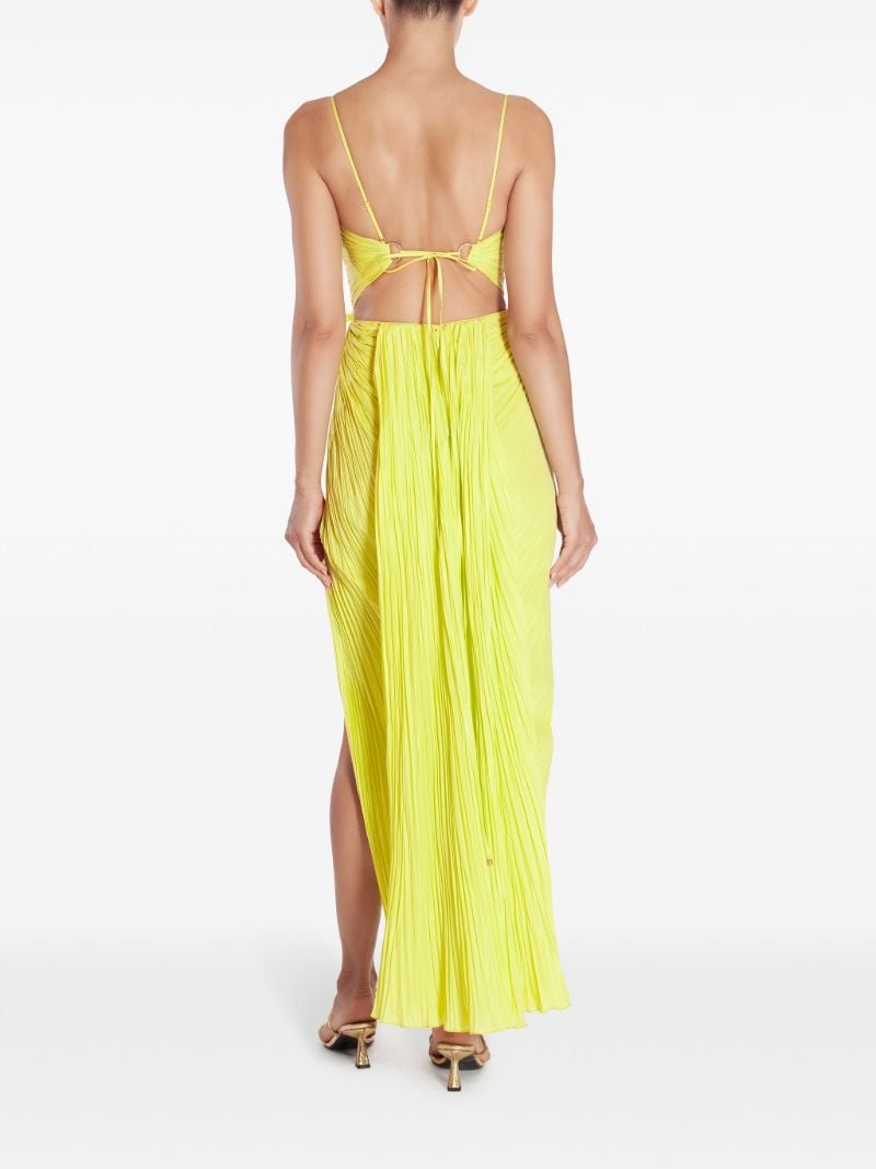 Yellow Leonie Pleated Midi Dress