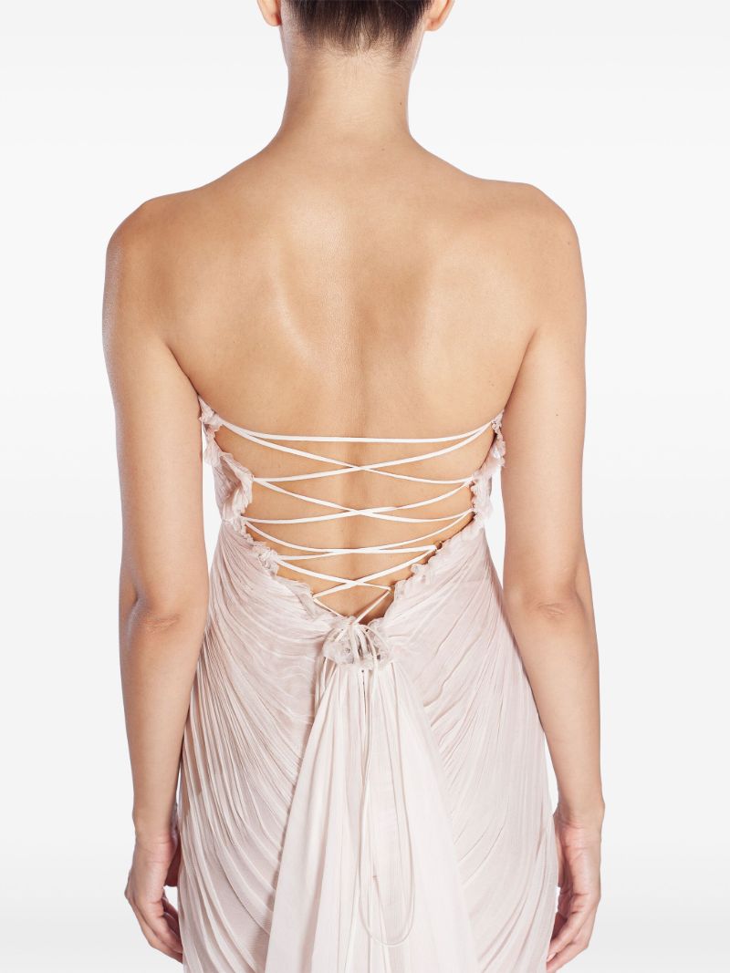 Pink Lyna Strapless Silk Gown