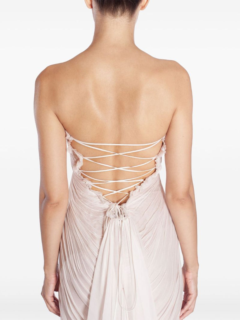 Pink Lyna Strapless Silk Gown