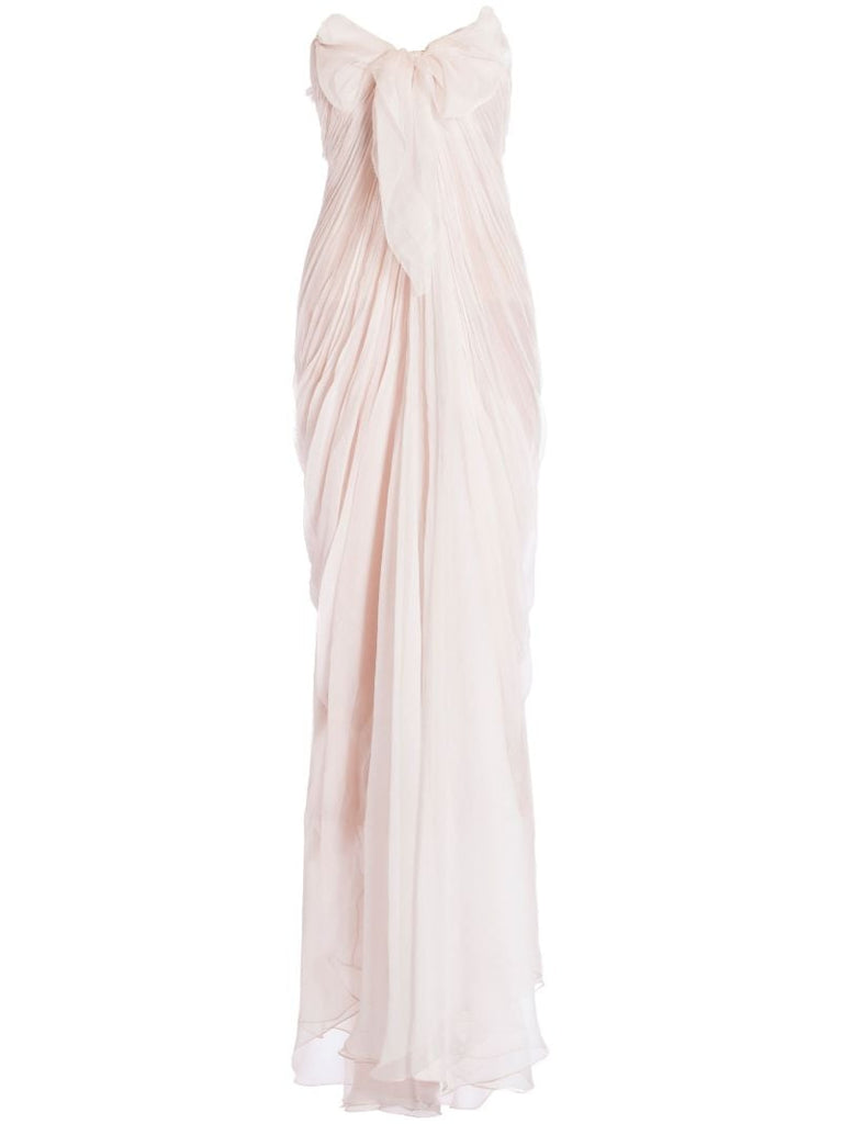 Pink Lyna Strapless Silk Gown