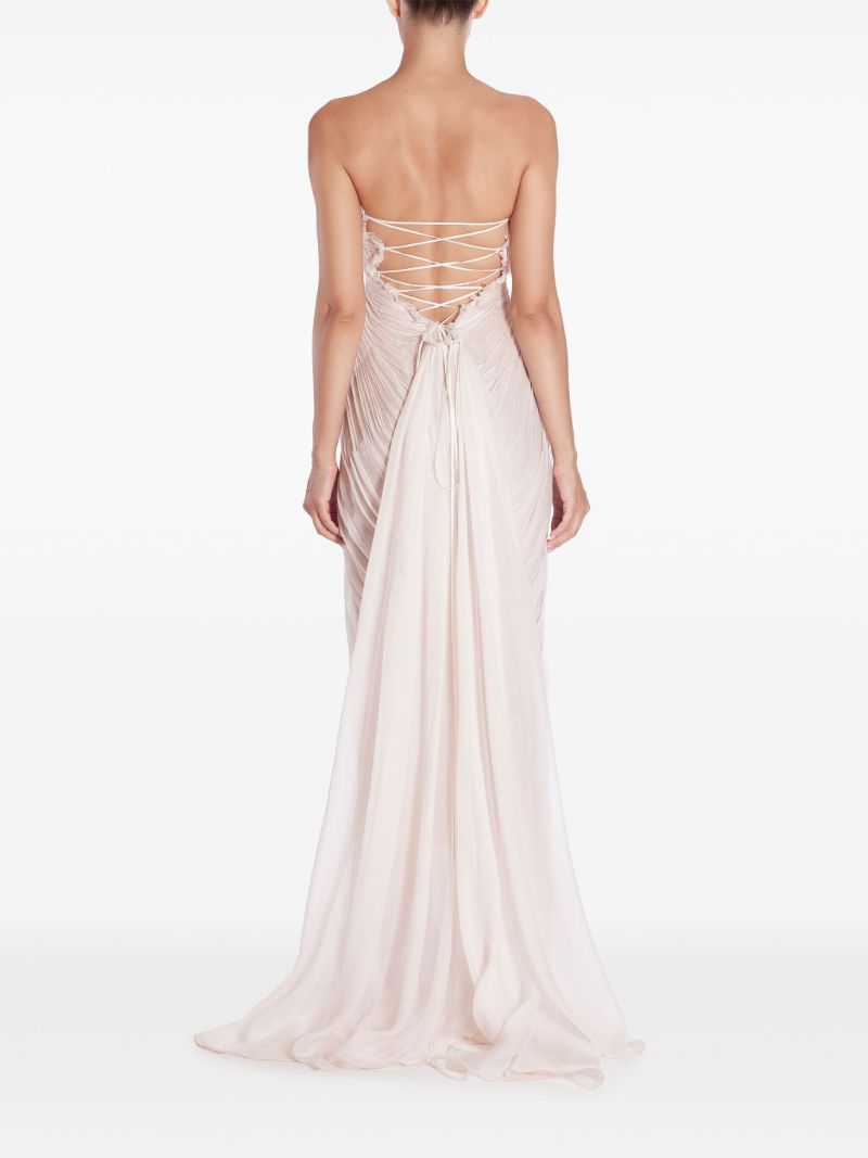 Pink Lyna Strapless Silk Gown
