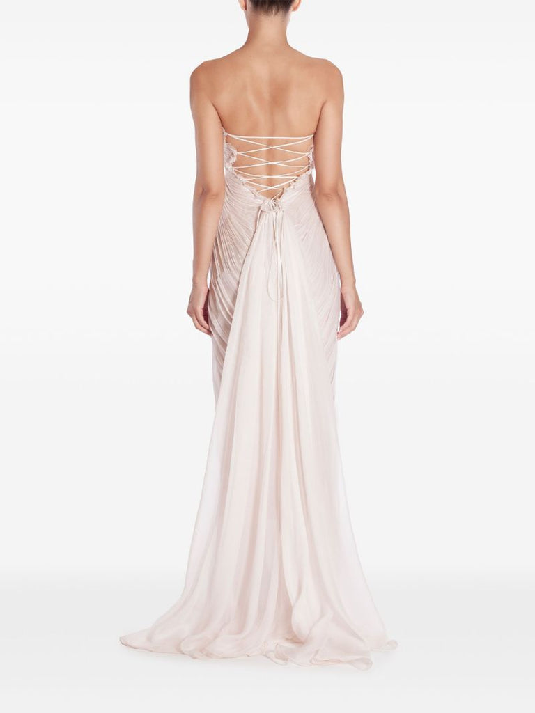 Pink Lyna Strapless Silk Gown
