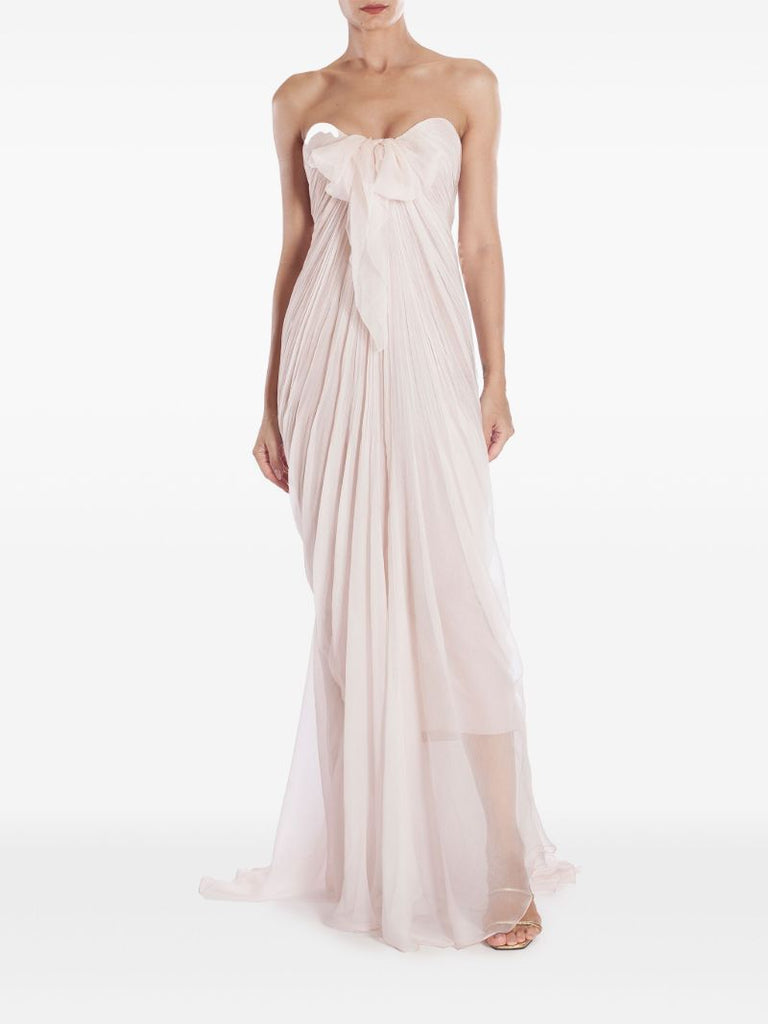 Pink Lyna Strapless Silk Gown