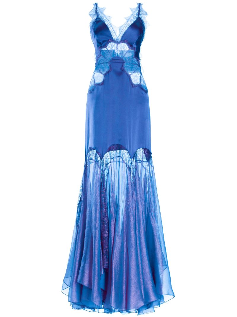 Blue Issa Lace Satin Gown