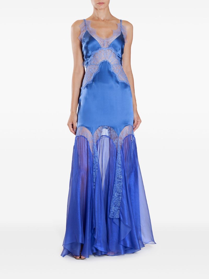 Blue Issa Lace Satin Gown