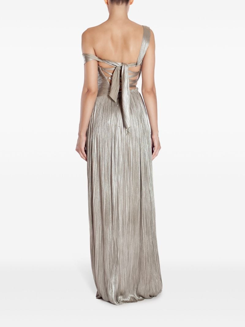 Silver Serene Pleated Silk Gown