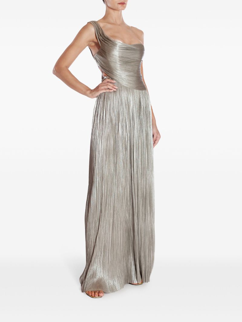Silver Serene Pleated Silk Gown
