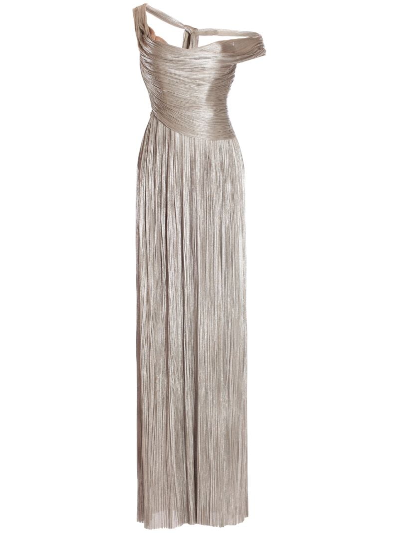 Silver Serene Pleated Silk Gown