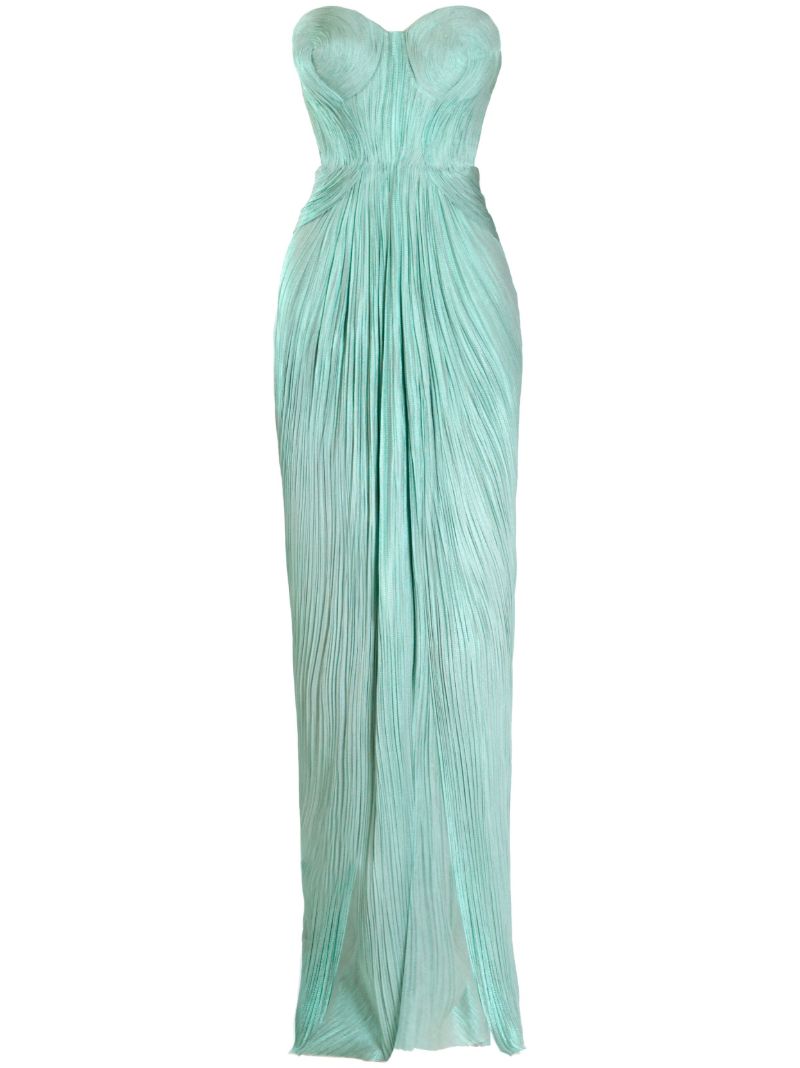 Green Caly Pleated Maxi Dress
