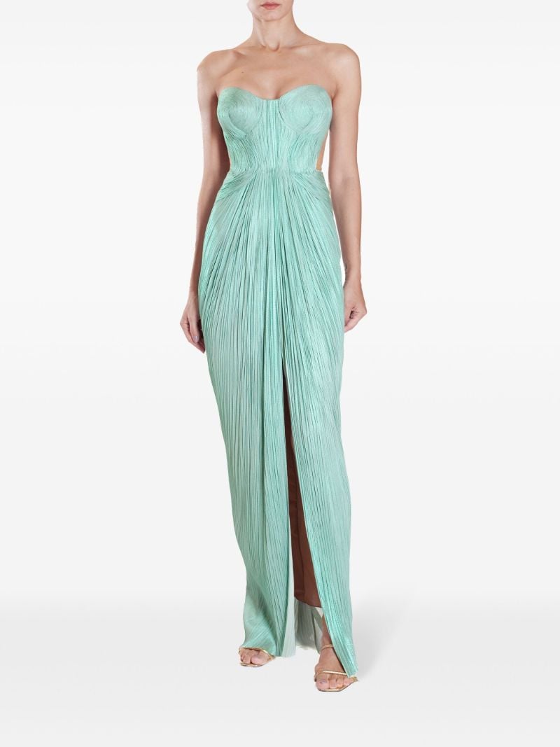 Green Caly Pleated Maxi Dress