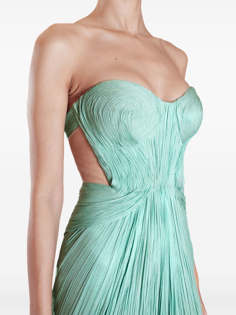 Green Caly Pleated Maxi Dress
