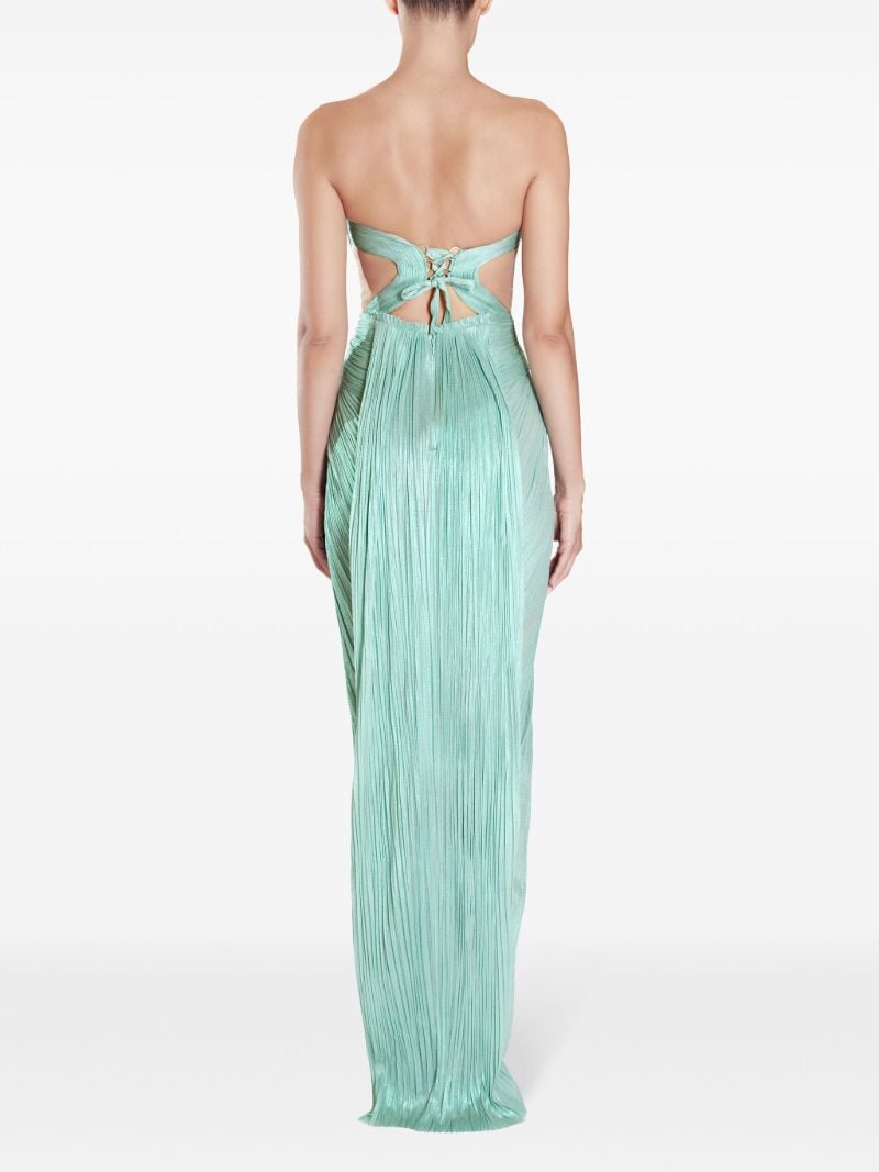 Green Caly Pleated Maxi Dress